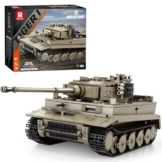 Reobrix 77031 World of Tanks Echte Lizenz Tiger I Panzer Bausteine, 1138 Teile 1:28 Deutsch Militär Panzer Klemmbausteine, WW2 Panzerkampfwagen Modellbausatz, Für World of Tanks-Spielfans über 14+ - 1
