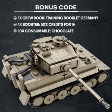 Reobrix 77031 World of Tanks Echte Lizenz Tiger I Panzer Bausteine, 1138 Teile 1:28 Deutsch Militär Panzer Klemmbausteine, WW2 Panzerkampfwagen Modellbausatz, Für World of Tanks-Spielfans über 14+ - 3