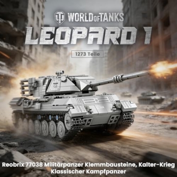 Reobrix 77038 Leopard 1 Panzer Modellbausatz, Klemmbausteine für Erwachsene - 2