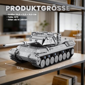 Reobrix 77038 Leopard 1 Panzer Modellbausatz, Klemmbausteine für Erwachsene - 6
