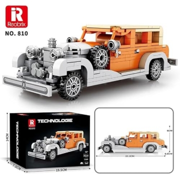 Reobrix 810 Rolls-Royce Phantom Bausteine-Set, Maßstab 1:24, Modellauto-Bausatz für Display und Sammlerstück, Oldtimer-Spielzeug für Jugendliche und Erwachsene, 304 Teile - 6