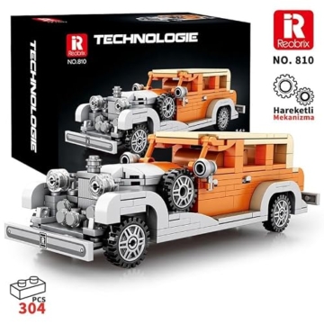 Reobrix 810 Rolls-Royce Phantom Bausteine-Set, Maßstab 1:24, Modellauto-Bausatz für Display und Sammlerstück, Oldtimer-Spielzeug für Jugendliche und Erwachsene, 304 Teile - 9