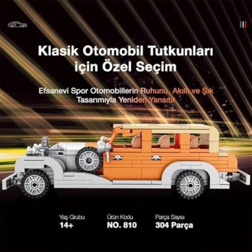 Reobrix 810 Rolls-Royce Phantom Bausteine-Set, Maßstab 1:24, Modellauto-Bausatz für Display und Sammlerstück, Oldtimer-Spielzeug für Jugendliche und Erwachsene, 304 Teile - 10