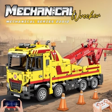 Reobrix Abschleppwagen-Bausteine 22012, Baufahrzeug-Modellbausatz für Erwachsene, Mechanisches Rettungsfahrzeug, RC-Kranspielzeug mit Multifunktionsschaltern, Geschenke für Jungen ab 14+, 1794 Teile - 2