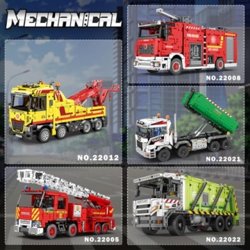 Reobrix Abschleppwagen-Bausteine 22012, Baufahrzeug-Modellbausatz für Erwachsene, Mechanisches Rettungsfahrzeug, RC-Kranspielzeug mit Multifunktionsschaltern, Geschenke für Jungen ab 14+, 1794 Teile - 6