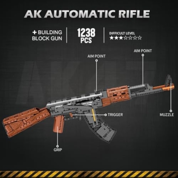 Reobrix AK-47 Bausatz für Erwachsene, 1:1 AK47 Sturmgewehr Modellbausatz - 7