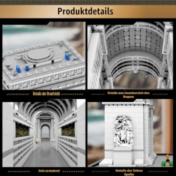 Reobrix Arc de Triomphe Bausatz für Erwachsene 66024, Frankreichs Pariser Wahrzeichens Bauset Set, DIY Konstruktionsspielzeug Sammlerstück & Geschenk für Architektur Enthusiasten(3395 Teile) - 4