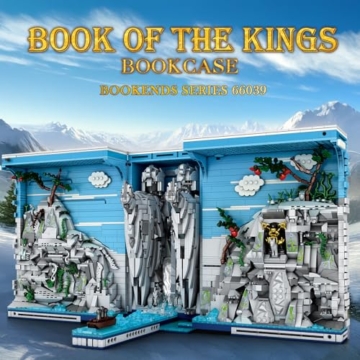 Reobrix Book Nook Kit Mittelalter mit LED-Licht, Books of the Kings Film Klemmbausteine Sets, 66039 Buchstütze 3-in-1 Klappbares, Fantasy Bücherhaus Bücherregal für Erwachsene ab 14+ (3307 Teile) - 2