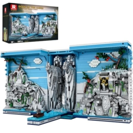 Reobrix Book Nook Kit Mittelalter mit LED-Licht, Books of the Kings Film Klemmbausteine Sets, 66039 Buchstütze 3-in-1 Klappbares, Fantasy Bücherhaus Bücherregal für Erwachsene ab 14+ (3307 Teile) - 1