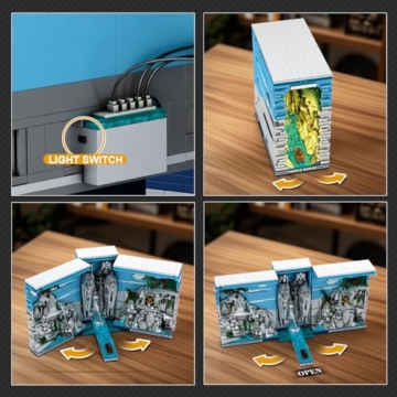 Reobrix Book Nook Kit Mittelalter mit LED-Licht, Books of the Kings Film Klemmbausteine Sets, 66039 Buchstütze 3-in-1 Klappbares, Fantasy Bücherhaus Bücherregal für Erwachsene ab 14+ (3307 Teile) - 4