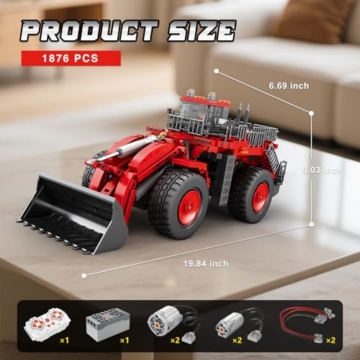 Reobrix Bulldozer Bausteine Set 22010, Engineering Fahrzeug Modellbausatz für Erwachsene, Ferngesteuertes Baggerspielzeug mit Allradantrieb, Geschenke für Jungen und Mädchen ab 14 Jahren, 1876 Teile - 5