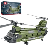 Reobrix CH-47 Hubschrauber Klemmbausteine 33031, Militär Helikopter für Erwachsene, US Militärhubschrauber CH-47 Transporthubschrauber Modell, Baustein Set zum Bauen, Geschenk für 14+ (1458 Teile) - 1