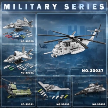 Reobrix CH-53 Militär Hubschrauber Bausteine Bauset, Super StallionTransport Helicopter Modellbausatz 33037, Flugzeug Konstruktionsspielzeug Klemmbausteine für Erwachsene 14+ Jungen und Militärfans - 7