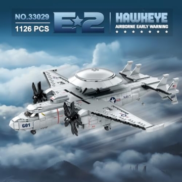 Reobrix E-2 Fighter Bauspielzeug-Set, Militär-Hawkeye Airborne Frühwarnjet-Flugzeugmodell für Erwachsene, 33029 Flugzeug, Hobby, Armee-Fan-Kollektion, Dekoration, Geschenke für Männer, Jugendliche ab - 2