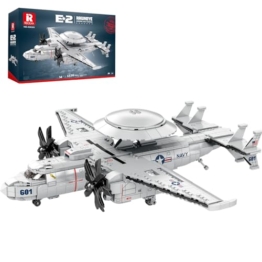 Reobrix E-2 Fighter Bauspielzeug-Set, Militär-Hawkeye Airborne Frühwarnjet-Flugzeugmodell für Erwachsene, 33029 Flugzeug, Hobby, Armee-Fan-Kollektion, Dekoration, Geschenke für Männer, Jugendliche ab - 1