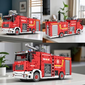 Reobrix Feuerwehrauto Bauset für Erwachsene und Männer, Big Rescure Feuerwehrfahrzeug mit Wassersprühgerät, APP und Fernbedienung Bricks 22008 - Ideale Geschenke - 5