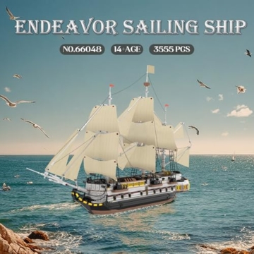 Reobrix Großes Segelschiff Modellbaustein Set, Segelboot Modellbausatz 66048, historisches Sammlerspielzeug, Heimdekoration, Geburtstagsgeschenke für erwachsene Sammler Enthusiasten - 2