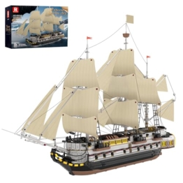 Reobrix Großes Segelschiff Modellbaustein Set, Segelboot Modellbausatz 66048, historisches Sammlerspielzeug, Heimdekoration, Geburtstagsgeschenke für erwachsene Sammler Enthusiasten - 1