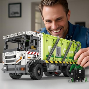Reobrix Großes Technic Müllwagen Baustein Spielzeugset für Jungen im Alter von 14+ Jahren 22022, komprimierter Müllwagen mit RC Steuerung und interaktiven Funktionen, kreatives Geburtstagsgeschenk - 6