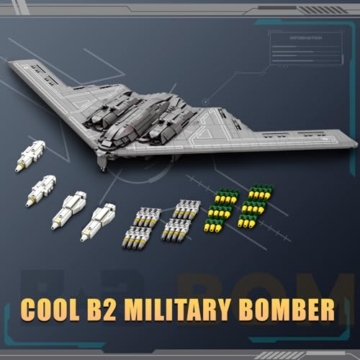 Reobrix Kampfjet Bausatz 33038, B2 Militärbomberflugzeug für Erwachsene, Coole Flugzeug-Jet-Modellsammlung für Jungen, Kinder ab 14 Jahren, Männer und Militärfans - 3