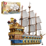 Reobrix Königliche Sonnenflotte Bausteine Bausatz für Erwachsene, großes Schiffsmodell, sammelbare Luxus-Piratenschiff-Klemmbausteine 66011, Architektur-Set Geschenk für maritime Liebhaber ab 14+. - 1