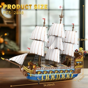 Reobrix Königliche Sonnenflotte Bausteine Bausatz für Erwachsene, großes Schiffsmodell, sammelbare Luxus-Piratenschiff-Klemmbausteine 66011, Architektur-Set Geschenk für maritime Liebhaber ab 14+. - 4