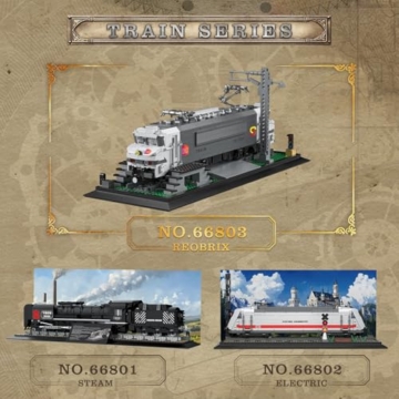 Reobrix Lokomotiv Bausatz mit Gleisbasis, Frankreich BR15000 Elektrozug Baustein Modellbausatz für Erwachsene und Kinder, 66803 Klassisches Eisenbahnfahrzeug, Heimbüro Dekor, Geschenke (2053 Stück) - 6