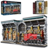 Reobrix Magischer Bahnhof Booknook Bausatz mit Lichtern, Kreativer Buchstützen-Bausatz 66031, Bücherregal Heimdekor, Book Nook Modellspielzeugbausatz, Geschenk für 14 Jahren und Erwachsene - 1