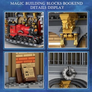 Reobrix Magischer Bahnhof Booknook Bausatz mit Lichtern, Kreativer Buchstützen-Bausatz 66031, Bücherregal Heimdekor, Book Nook Modellspielzeugbausatz, Geschenk für 14 Jahren und Erwachsene - 4