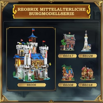 Reobrix Mittelalterliche Burg Bausätze, Architektur Set mit Licht 66006 - 8