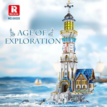 Reobrix Mittelalterlicher Leuchtturm-Bausatz mit Lichtern, 2966 Stücke Architekturmodell zum Sammeln für die Inneneinrichtung, Ideen, Ausstellungsgeschenk für Erwachsene Jungen und Mädchen (66028) - 2