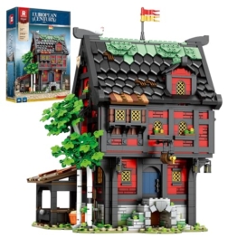 Reobrix Mittelalterliches Kreuzritter-Herbergs-Bausteinset, Architektur-Sammelobjekt oder Heimbüro-Dekor, Kreative Bausätze 66017, Geschenke für Erwachsene, Jugendliche ab 14 Jahren (3214 Teile) - 1