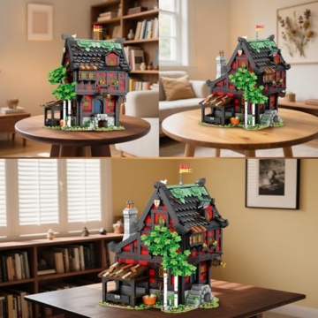 Reobrix Mittelalterliches Kreuzritter-Herbergs-Bausteinset, Architektur-Sammelobjekt oder Heimbüro-Dekor, Kreative Bausätze 66017, Geschenke für Erwachsene, Jugendliche ab 14 Jahren (3214 Teile) - 5