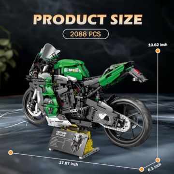 Reobrix Motorrad H2 SX SE 1:5, 570 Technik Klemmbausteine Motorräder Modell für Erwachsene, Modellbausatz Auto mit Sprühlackierung für realistische Optik, Geschenke für ab 14 Jahren (2088 Stücke) - 3