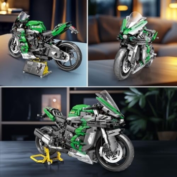 Reobrix Motorrad H2 SX SE 1:5, 570 Technik Klemmbausteine Motorräder Modell für Erwachsene, Modellbausatz Auto mit Sprühlackierung für realistische Optik, Geschenke für ab 14 Jahren (2088 Stücke) - 5