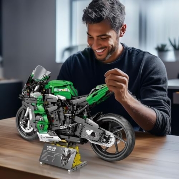 Reobrix Motorrad H2 SX SE 1:5, 570 Technik Klemmbausteine Motorräder Modell für Erwachsene, Modellbausatz Auto mit Sprühlackierung für realistische Optik, Geschenke für ab 14 Jahren (2088 Stücke) - 6