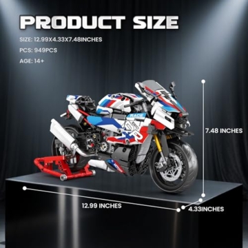 Reobrix Motorrad Spielzeug, 1000 RR Motorrad-Modell, Modellbausatz für Erwachsene 99040, Set als Geschenk zum Basteln für Männer und Frauen, als Home oder Büro Deko - 6