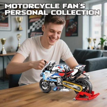 Reobrix Motorrad Spielzeug, 1000 RR Motorrad-Modell, Modellbausatz für Erwachsene 99040, Set als Geschenk zum Basteln für Männer und Frauen, als Home oder Büro Deko - 7