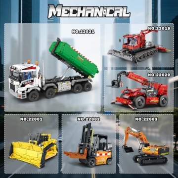 Reobrix Muster Hakenkran Bausteinset 22021, ferngesteuertes LKW-Fahrzeugset für Erwachsene und Jungen, Transport-LKW-Bauspielzeug mit App und Fernbedienung,pädagogisches DIY-Geschenk für Jungen ab 14+ - 7