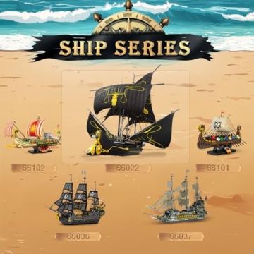 Reobrix Piratenschiff Bausteine Kits, MOC Black Pearl Schiffsmodell 66022 - 5