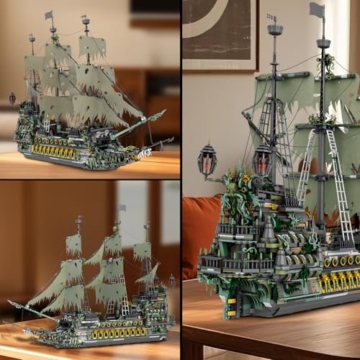 Reobrix Piratenschiff Technik Klemmbausteine,66037 Fliegenden Holländers Piratenschiff Bausteine, groß Segelschiff Spielzeug Modell für Erwachsene und Jugendliche (5865 Stück) - 4