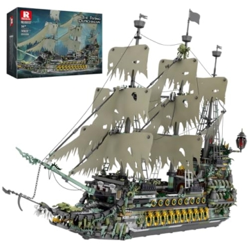 Reobrix Piratenschiff Technik Klemmbausteine,66037 Fliegenden Holländers Piratenschiff Bausteine, groß Segelschiff Spielzeug Modell für Erwachsene und Jugendliche (5865 Stück) - 1