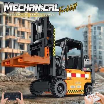 Reobrix RC Gabelstapler Baustein Spielzeug, APP/Fernbedienung Regal angehoben Engineering Fahrzeug mit Motorset, 22002 Technischer Bau Brick Auto Geschenk für Erwachsene Kinder 14+ (722Pcs) - 2