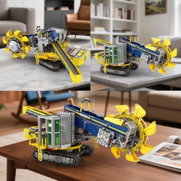 Reobrix RC Schaufelradbagger Klemmbausteine Set für Erwachsene, Ferngesteuerter Technik Radbagger mit Motor, 22017 Großer Baustellen Bagger Modellbausatz,City Baustelle Bulldozer Spielzeug,3970 Teile - 3