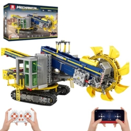 Reobrix RC Schaufelradbagger Klemmbausteine Set für Erwachsene, Ferngesteuerter Technik Radbagger mit Motor, 22017 Großer Baustellen Bagger Modellbausatz,City Baustelle Bulldozer Spielzeug,3970 Teile - 1