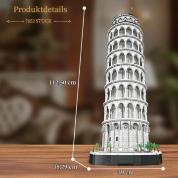 Reobrix Schiefer Turm von Pisa Baustein-Sets für Erwachsene 66025, 7652 Teile, großer Architektur-Modellbausatz, berühmtes historisches Wahrzeichen Italiens, Bauset für Erwachsene ab 14 Jahren - 5