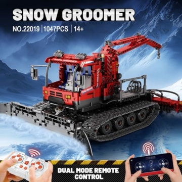 Reobrix Schneepflug-Baustein-Set mit Motor, ferngesteuertes Schneepflug-Spielzeug, LKW-Baufahrzeuge-Spielzeug für Erwachsene, BAU-LKW 22019, Geburtstagsgeschenkideen für Jungen von 14+ - 2