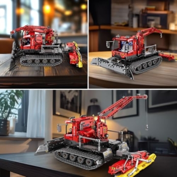 Reobrix Schneepflug-Baustein-Set mit Motor, ferngesteuertes Schneepflug-Spielzeug, LKW-Baufahrzeuge-Spielzeug für Erwachsene, BAU-LKW 22019, Geburtstagsgeschenkideen für Jungen von 14+ - 4