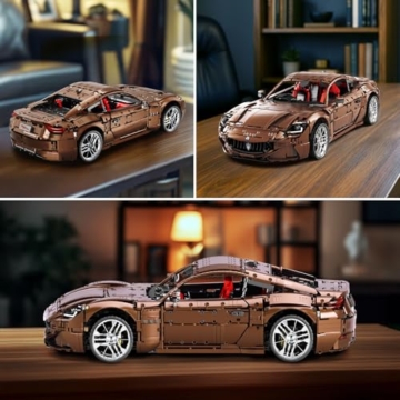 Reobrix Sportwagen Baustein Set für Erwachsene, ferngesteuertes 1:8 Fahrzeug Rennauto Spielzeug Modellbausatz für Kinder, 11009 kreative Geschenke für Jungen und Mädchen ab 14 Jahren - 3