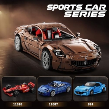 Reobrix Sportwagen Baustein Set für Erwachsene, ferngesteuertes 1:8 Fahrzeug Rennauto Spielzeug Modellbausatz für Kinder, 11009 kreative Geschenke für Jungen und Mädchen ab 14 Jahren - 6